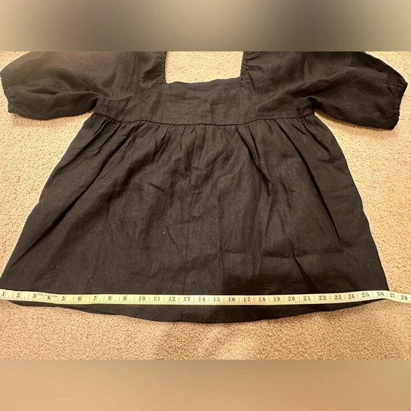 DISSH 100% Linen Black Hali Sleeved Top, Size 6 - Picture 8 of 9
